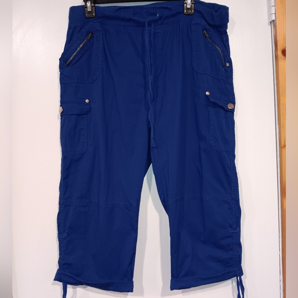 Loose fitting royal blue camping shorts w/cool pockets